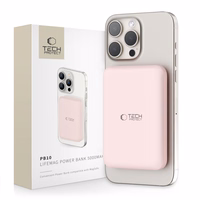 Tech-Protect LifeMag PB10 išorinė baterija su MagSafe 5000mAh 15W USB-C jungtimi - rožinė + USB-C kabelis