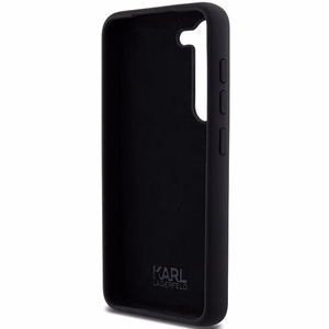 Karl Lagerfeld Silikoninis Karl&Choupette Metal Pin dėklas Samsung Galaxy S24 - juodas