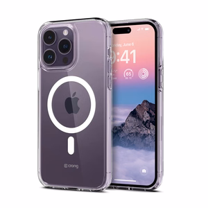 Crong Clear MAG Cover dėklas, skirtas iPhone 14 Pro Max, suderinamas su MagSafe, skaidrus