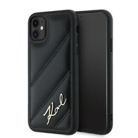 Karl Lagerfeld Diagonal Quilted Script dėklas telefonui iPhone 11 / Xr - juodas