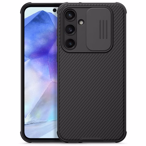Nillkin CamShield Pro dėklas Samsung Galaxy A55 su kameros dangteliu - juodas