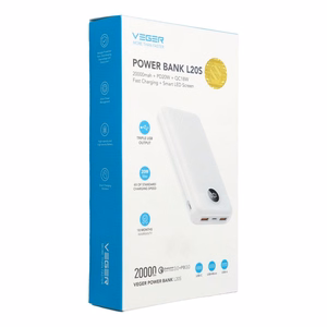 Išorinė baterija VEGER 20000 mAh PD QC3.0 2A20W L20S (VP2039PD / W2039PD) balta
