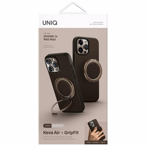 Uniq Keva Air Magclick įkrovimo GripFit dėklas telefonui iPhone 16 Pro Max - ruda