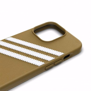 Adidas OR formuotas dėklas PU iPhone 13 Pro / iPhone 13 – smėlio ir auksinis