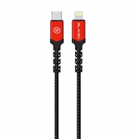 Kabelis Blavec Cable Raptor pluoštinis - Type-C į Lightning - PD 20W 2,4A 0,25 m Apple CarPlay (CRA-CL24BR025) juodas-raudonas