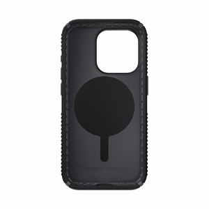 Speck Presidio2 Grip MagSafe dėklas, skirtas iPhone 15 Pro, juodas su skalūno pilkos spalvos detalėmis
