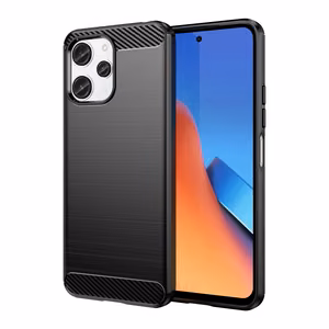 Гибкий чехол с карбоновым узором для Xiaomi Redmi 12 Carbon Case - чёрный