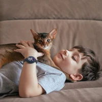 AirTag dėklas silikoninė apyrankė vaikams - Tamsiai mėlyna su astronautu