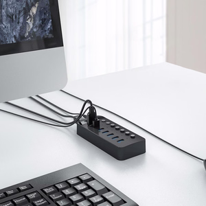 "Orico CT2U3-10AB" 10x USB-A 3.0 šakotuvas su jungikliais - juodas