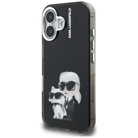 Karl Lagerfeld IML Aquarelle Karl & Choupette & Logo iPhone 16 deklas - juodas