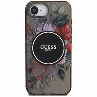 Guess IML Flowers Magnetinis dėklas telefonui iPhone 16e - juodas