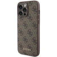 Guess 4G Metal Gold Logo dėklas telefonui iPhone 15 Pro Max - ruda