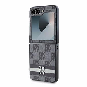 DKNY Checkered Pattern Printed Stripes Dėklas telefonui Samsung Galaxy Z Flip 6 - juodas