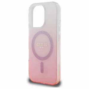 Guess IML Blizgučių gradientas Magnetinis dėklas telefonui iPhone 16 Pro - rožinis