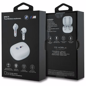Наушники BMW Bluetooth BMBEMIATP20LOH TWS + зарядная станция белые Printed Logos