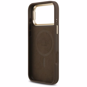 Guess 4G PU Triangle Logo & Stand Camera Magsafe чехол iPhone 17 Pro Max - коричневый