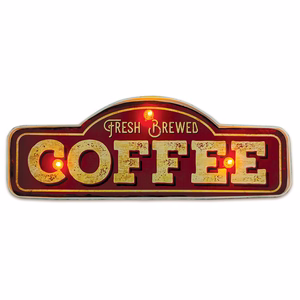 RETRO metalinė iškaba LED Fresh Brewed Coffee Forever Light