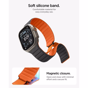 Spigen Athlex Air M dirželis Apple Watch 44/45/46/49 mm, juodas ir oranžinis
