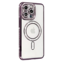 Bling Magnetinis dėklas telefonui Iphone 16 violetinis