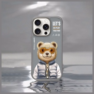 Nimmy Cool&Cute 2.0 Meškos dėklas telefonui iPhone 16 Pro - pilkas