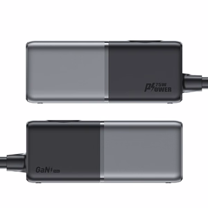 Acefast Z2 GaN 75W PD stalinio tipo įkroviklis 3x USB-C 2x USB-A - juodas ir pilkas