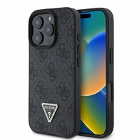 Guess Odinis 4G Trikampio Strass Magnētinis dėklas telefonui iPhone 16 Pro Max - juodas