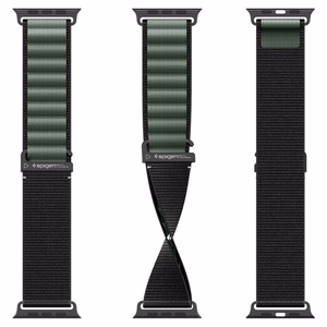 SPIGEN WBF1 dirželis APPLE WATCH 6 / 7 / 8 / 9 / 10 / SE / ULTRA 1 / 2 (44 / 45 / 46 / 49 MM) juodas/žalias