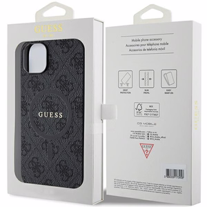 Dėklas Guess PU Leather 4G Colored Ring MagSafe Apple iPhone 15 juodas