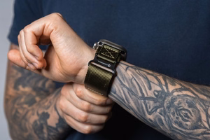 FORCELL F-DESIGN FA05 nailoninis dirželis APPLE laikrodžiui 42 / 44 / 45 / 49 mm žalias
