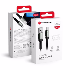 Kabelis (m) C256 USB A į Type C QC4.0 3A 66W Cafule 0,25 m juodas