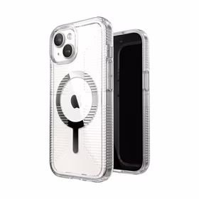 Speck Gemshell Grip + MagSafe - dėklas iPhone 17e / 16e / 15 / 14 / 13 (Clear / Chrome Finish)