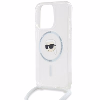 Karl Lagerfeld Crossbody IML Karl Head Magnetinis dėklas telefonui iPhone 15 Pro – permatomas