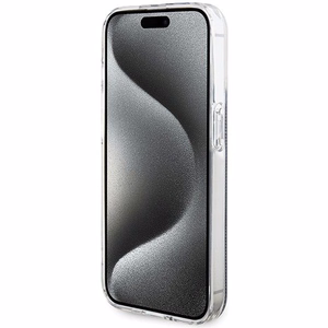 Guess IML 4G Gold Stripe dėklas telefonui iPhone 15 Pro - juodas