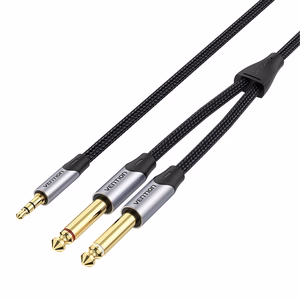 Garso kabelis mini lizdas 3.5mm į 2x lizdas 6.35mm kištukas Vention BARHK 8m