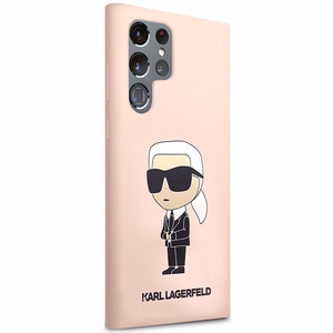 Karl Lagerfeld KLHCS23LSNIKBCP Sam S23 S918 Ultra kietas dėklas rožinis/rožinis Silikoninis Ikonik