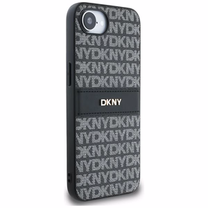 DKNY kartojamo tekstūros rašto su toninėmis juostelėmis dėklas iPhone 16e - juodas