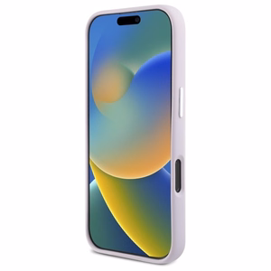 DKNY skystos silikoninės medžiagos dėklas telefonui su mažu metaliniu logotipu magnetinis iPhone 16 Pro - rožinis