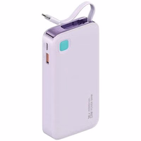 USAMS Išorinė baterija su suvyniojamuoju USB-C laidu 10000 mAh PD 20W Fast Charge XY Series violetinis 10KCD22403 (US-CD224)