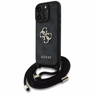 Guess 4G Big Logo Cord Stap dėklas telefonui iPhone 16 Pro Max - juodas