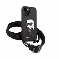 Karl Lagerfeld KLHCP14SSTKMK iPhone 14 6.1" juodas/juodas kietasis dėklas Monograma Ikonik Pleistras