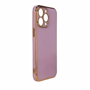 Lighting Color dėklas telefonui Xiaomi Redmi Note 11 gelinė apsauga su auksiniu rėmeliu violetinė