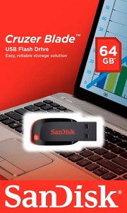 SanDisk Cruzer Blade USB atmintukas 64 GB USB A tipo 2.0 Juoda, Raudona