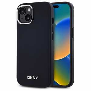 DKNY Plain Logo MagSafe Чехол для iPhone 15 Plus - чёрный