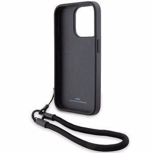 BMW Signature Leather Wordmark Cord чехол для iPhone 15 Pro Max - чёрный