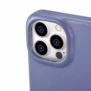 iCarer CE Premium odinis folio dėklas iPhone 14 Pro Max magnetinis atverčiamas odinis folio dėklas MagSafe šviesiai violetinė