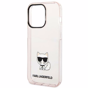 Karl Lagerfeld KLHCP14LCTTRI iPhone 14 Pro 6.1 kietasis dėklas rožinis permatomas Choupette Body