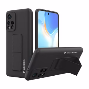 Wozinsky Silikoninis dėklas telefonui su stovu (Xiaomi Redmi Note 11S / Note 11) - juodas
