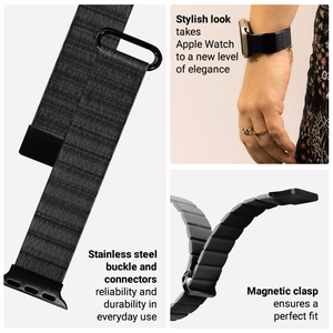 Crong Eclipse magnetinis eko odos dirželis, skirtas Apple Watch 44 / 45 / 46 / 49 mm, juodas