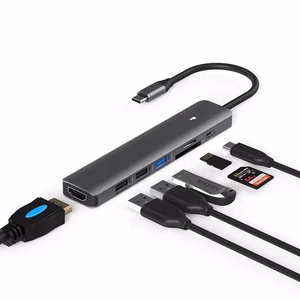 Adapteris USB Type-C - HDMI, 3x USB Type-A, SD, TF, USB Type-C PD100W