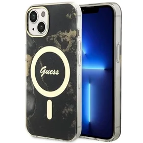 Guess GUHMP14MHTMRSK iPhone 14 Plus 6.7" Dėklas telefonui juodas/juodas auksinis marmuras Magnetinis